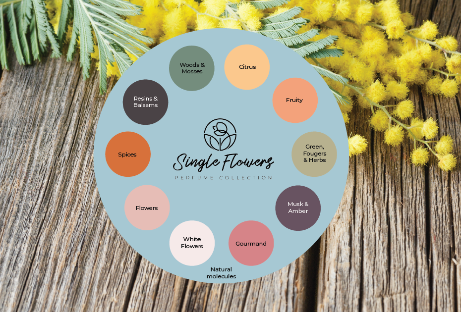 Navigate by the color-coding on the perfumes